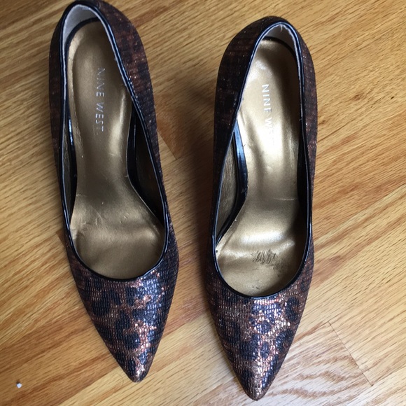 LAST DAY 3/23/25 CLOSET CLEAROUT Nine West Leopard Print Sparkly Heels - Picture 4 of 6